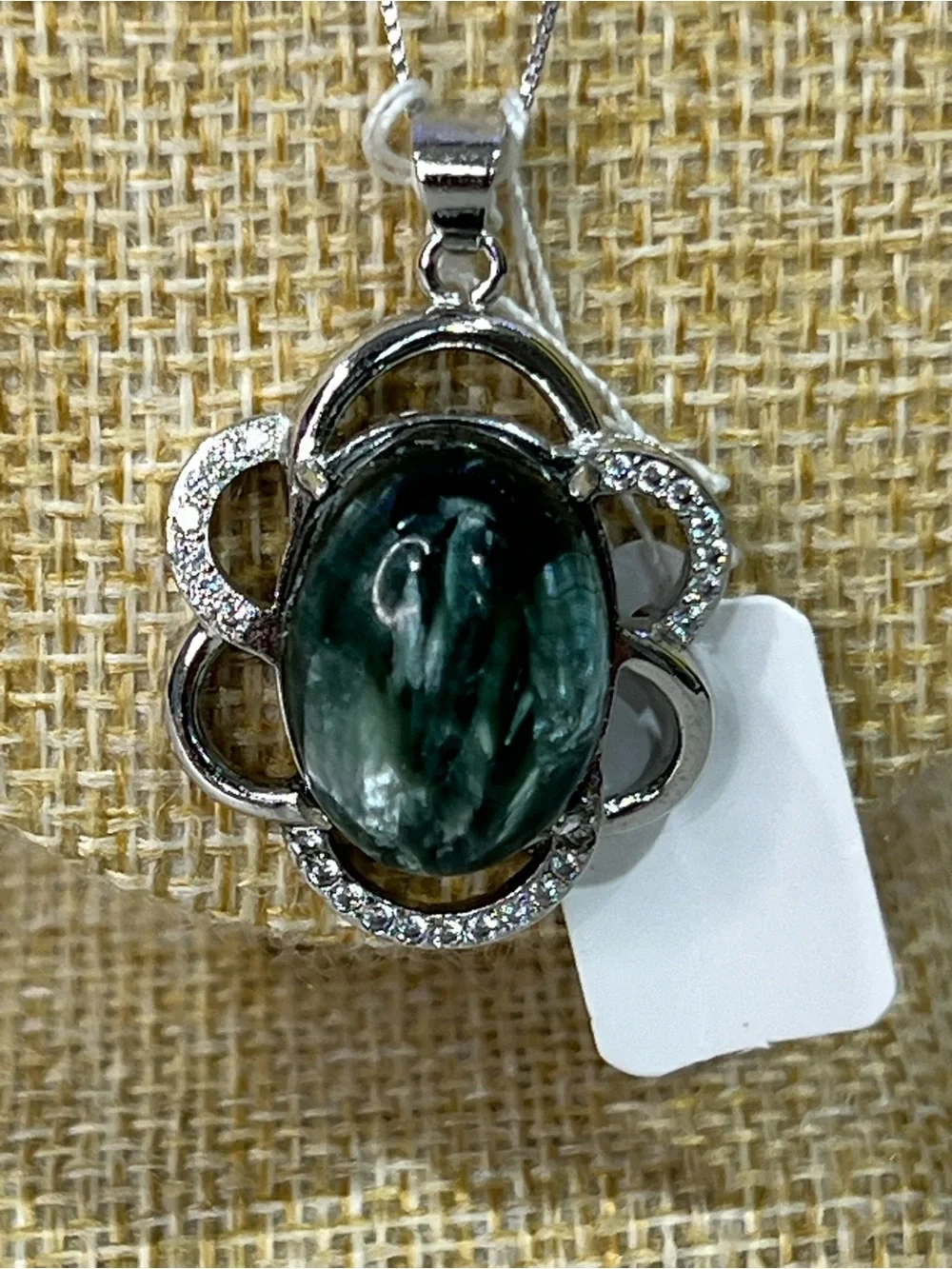 Green SeraphiniteStone Floral Pendant Necklace –  Sterling-Style Women's Jewelry